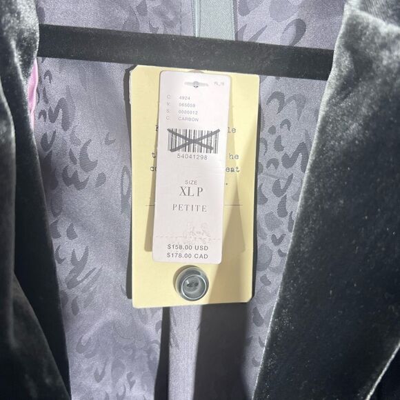 ANTHROPOLOGIE ALESSIA VELVET BLAZER IN CARBON GREEN NWT XLP - Picture 3 of 5